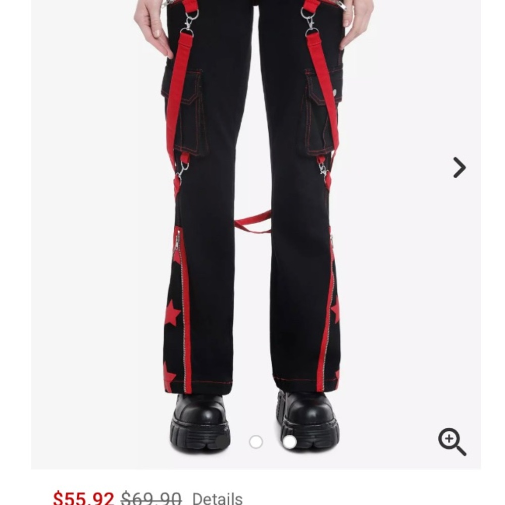 Black Women’s Wide-Leg Pants with Red Star Accent